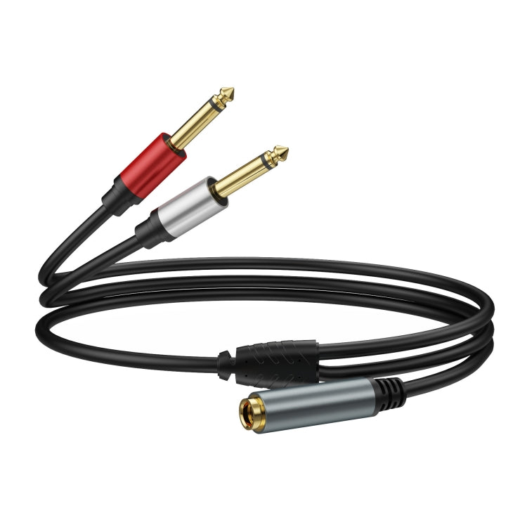 1m 6.35mm TRS Stereo Female to 2 x 6.35mm TS Male Mono Audio Adapter Cable(Black) - Video & Audio Cable by PMC Jewellery | Online Shopping South Africa | PMC Jewellery | Buy Now Pay Later Mobicred