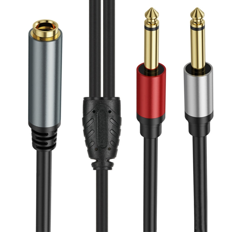 1m 6.35mm TRS Stereo Female to 2 x 6.35mm TS Male Mono Audio Adapter Cable(Black) - Video & Audio Cable by PMC Jewellery | Online Shopping South Africa | PMC Jewellery | Buy Now Pay Later Mobicred