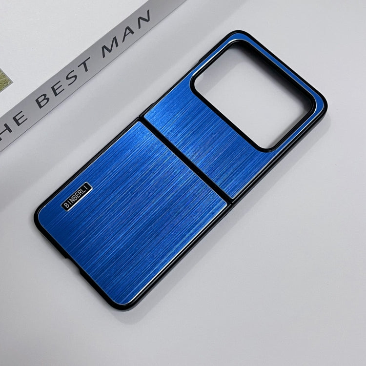 For Motorola Moto Razr 50 2024 PC Hybrid Aluminum Alloy Brushed Shockproof Phone Case(Blue) - Motorola Cases by PMC Jewellery | Online Shopping South Africa | PMC Jewellery | Buy Now Pay Later Mobicred