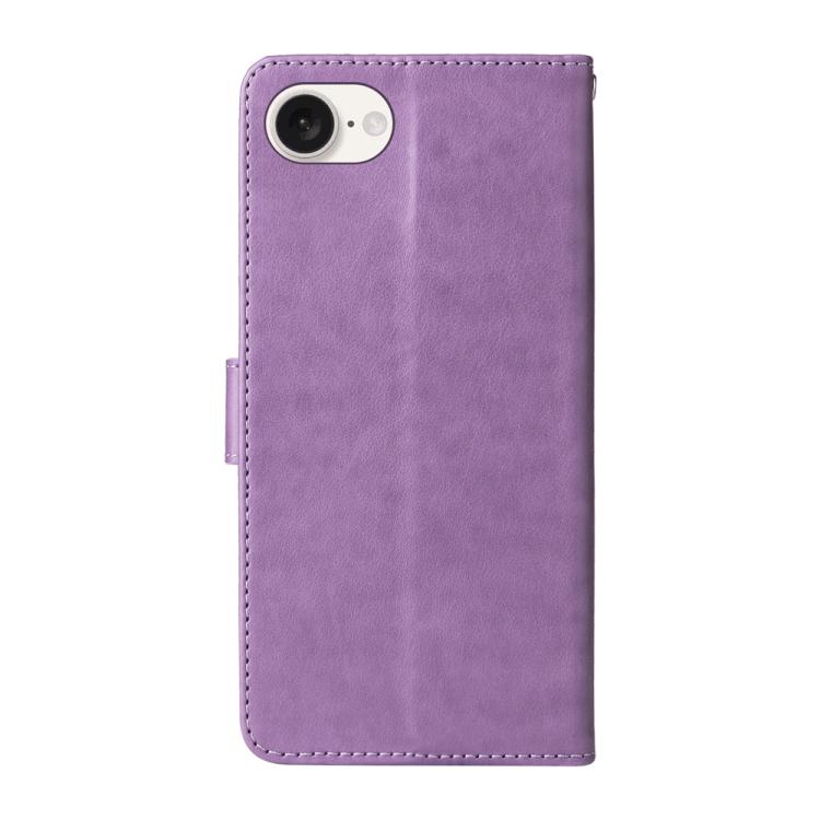 For iPhone 16e Embossed Butterfly Flowers Leather Phone Case(Purple) - iPhone 16e Cases by PMC TechLife | Online Shopping South Africa | PMC TechLife | Buy Now Pay Later Mobicred