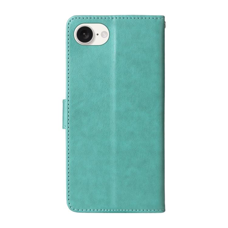For iPhone 16e Embossed Butterfly Flowers Leather Phone Case(Green) - iPhone 16e Cases by PMC TechLife | Online Shopping South Africa | PMC TechLife | Buy Now Pay Later Mobicred