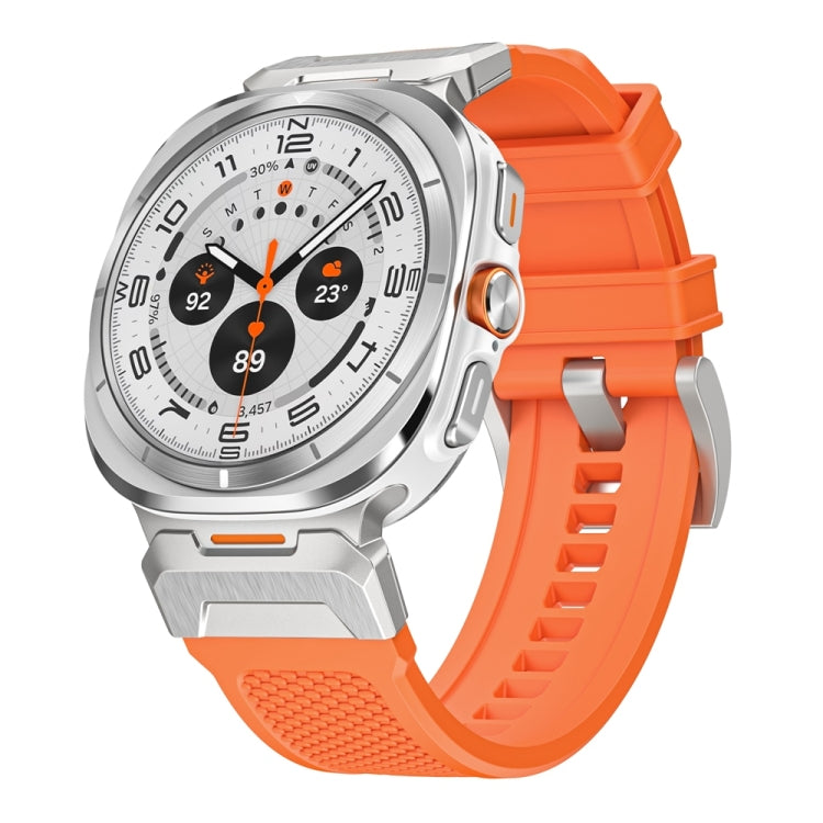 For Samsung Galaxy Watch Ultra 47mm Silver Steel Buckle Rubber Quick Release Watch Band(Orange) - free shipping - PMC TechLife - Order now!