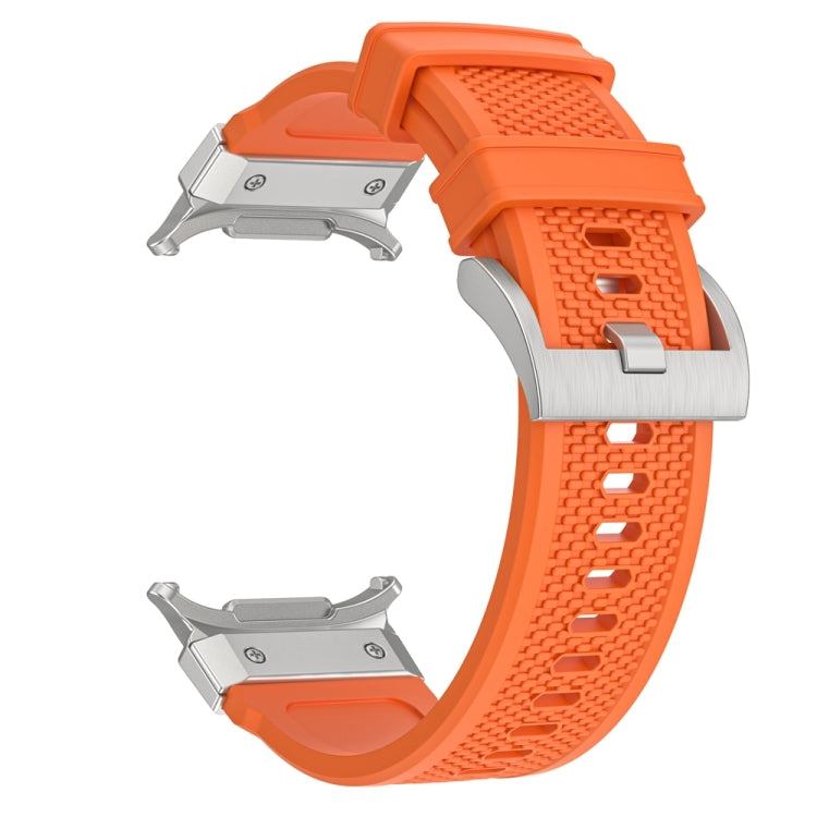 For Samsung Galaxy Watch Ultra 47mm Silver Steel Buckle Rubber Quick Release Watch Band(Orange) - free shipping - PMC TechLife - Order now!