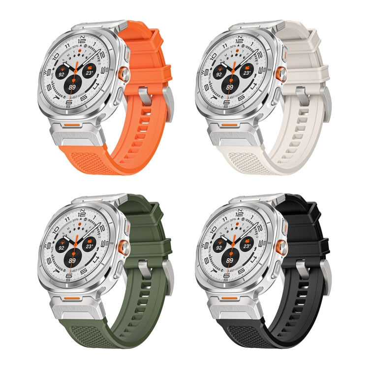 For Samsung Galaxy Watch Ultra 47mm Silver Steel Buckle Rubber Quick Release Watch Band(Orange) - free shipping - PMC TechLife - Order now!