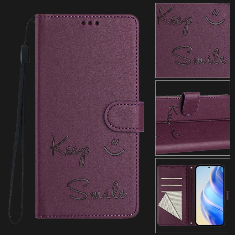 For Ulefone Note 14 Smile Embossing RFID Leather Phone Case(Violet) - Ulefone Cases by PMC Jewellery | Online Shopping South Africa | PMC Jewellery | Buy Now Pay Later Mobicred