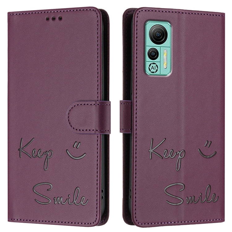 For Ulefone Note 14 Smile Embossing RFID Leather Phone Case(Violet) - Ulefone Cases by PMC Jewellery | Online Shopping South Africa | PMC Jewellery | Buy Now Pay Later Mobicred