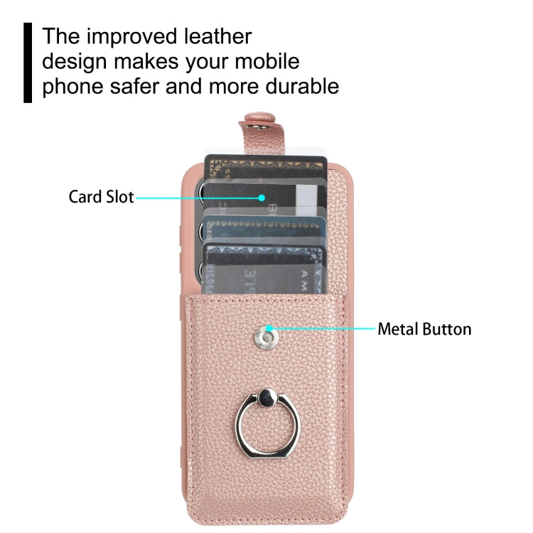 For Samsung Galaxy S25 5G Litchi Texture Drawing Card Bag Ring Holder Phone Case(Brown) - Galaxy S25 5G Cases by PMC Jewellery | Online Shopping South Africa | PMC Jewellery | Buy Now Pay Later Mobicred