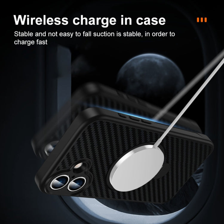 For iPhone 16 Pro Max Carbon Fiber MagSafe 360 Degree Rotating Holder Phone Case(Black) - free shipping - PMC Jewellery - Order now!