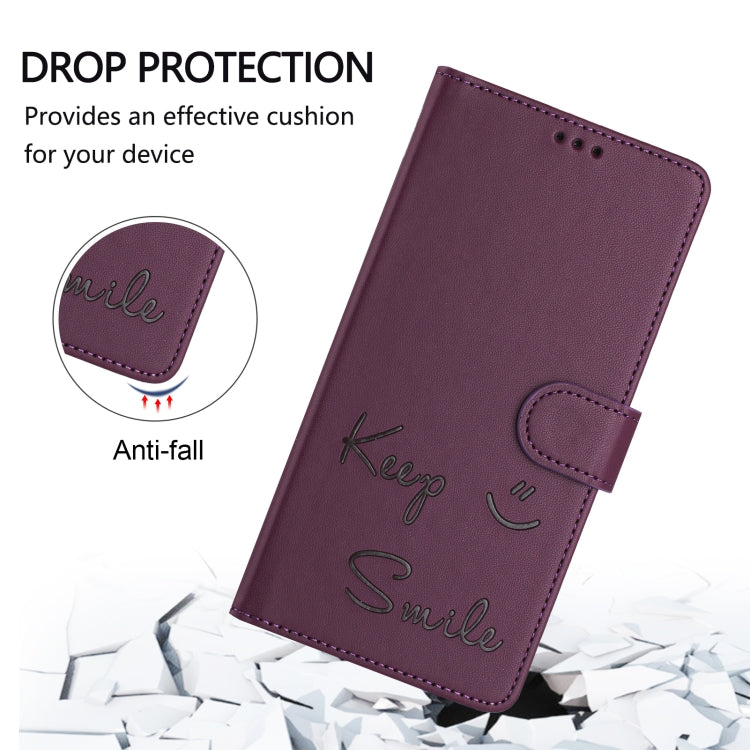 For Huawei Pura 70 Pro Smile Embossing RFID Leather Phone Case(Violet) - free shipping - PMC Jewellery - Order now!