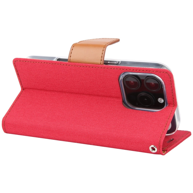 For iPhone 16 Pro Max GOOSPERY CANVAS DIARY Fabric Texture Flip Leather Phone Case(Red) - free shipping - PMC Jewellery - Order now!
