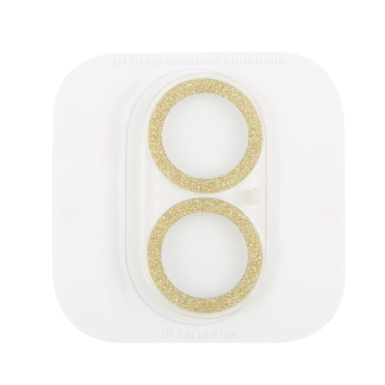 For iPhone 16 / 16 Plus Glitter Ring Tempered Glass Camera Lens Film(Gold) - iPhone 16 Plus Tempered Glass by PMC Jewellery | Online Shopping South Africa | PMC Jewellery | Buy Now Pay Later Mobicred