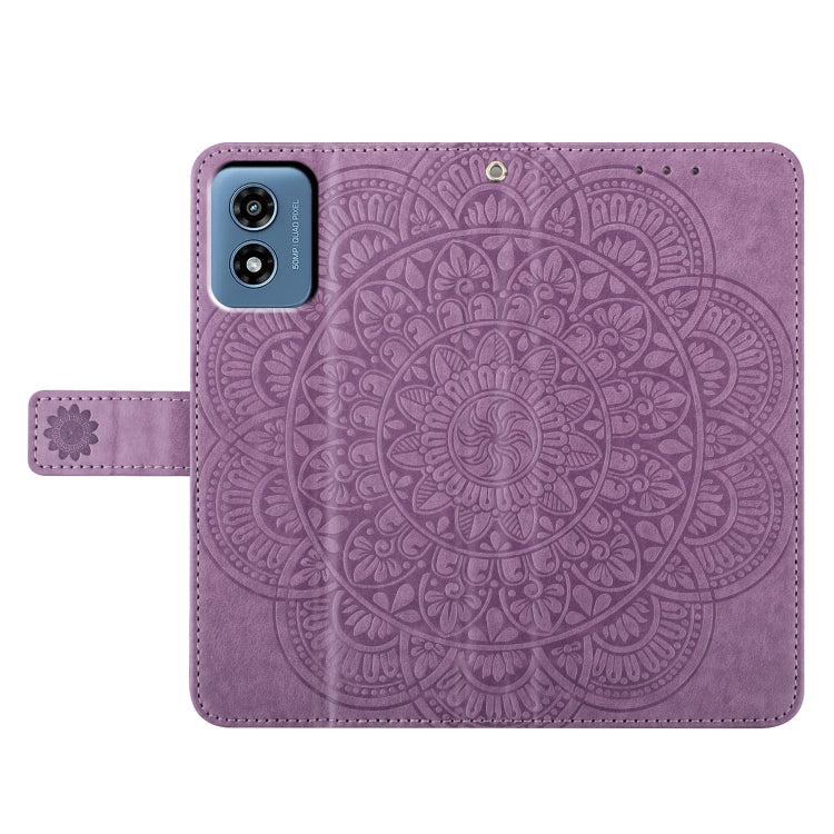 For Motorola Moto G Play 2024 Flower Embossed Leather Phone Case(Purple) - Motorola Cases by PMC Jewellery | Online Shopping South Africa | PMC Jewellery | Buy Now Pay Later Mobicred