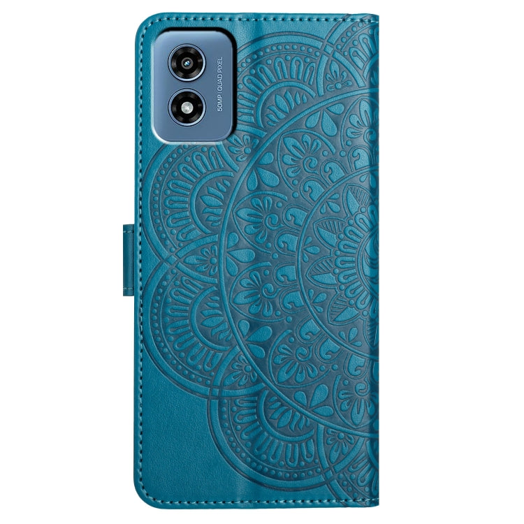 For Motorola Moto G Play 2024 Flower Embossed Leather Phone Case(Blue) - Motorola Cases by PMC Jewellery | Online Shopping South Africa | PMC Jewellery | Buy Now Pay Later Mobicred
