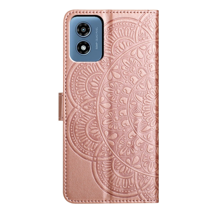 For Motorola Moto G Play 2024 Flower Embossed Leather Phone Case(Rose Gold) - Motorola Cases by PMC Jewellery | Online Shopping South Africa | PMC Jewellery | Buy Now Pay Later Mobicred