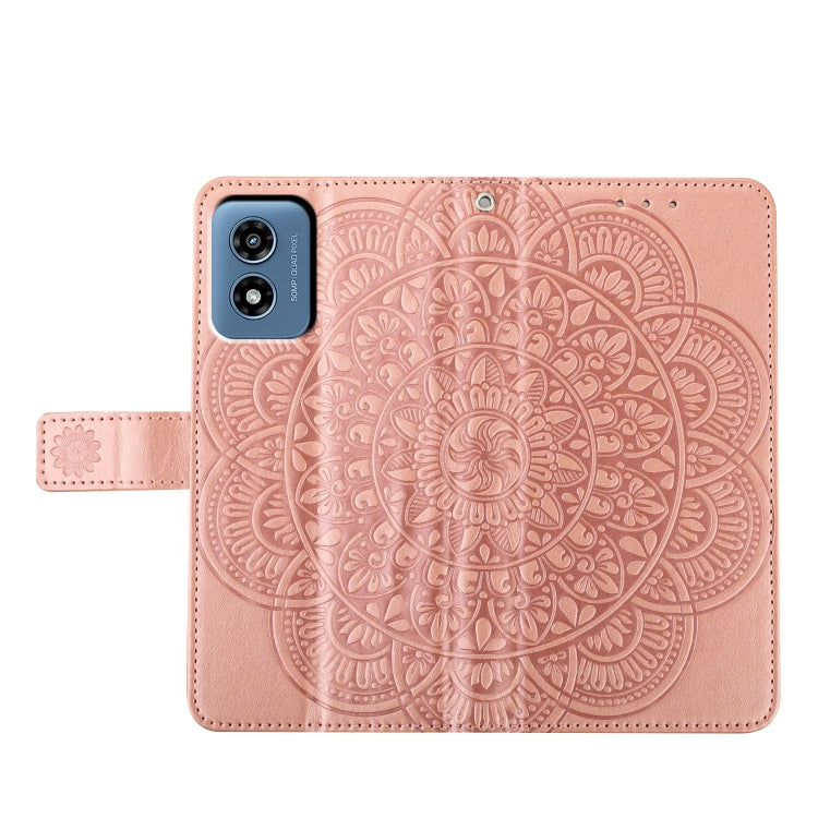 For Motorola Moto G Play 2024 Flower Embossed Leather Phone Case(Rose Gold) - Motorola Cases by PMC Jewellery | Online Shopping South Africa | PMC Jewellery | Buy Now Pay Later Mobicred