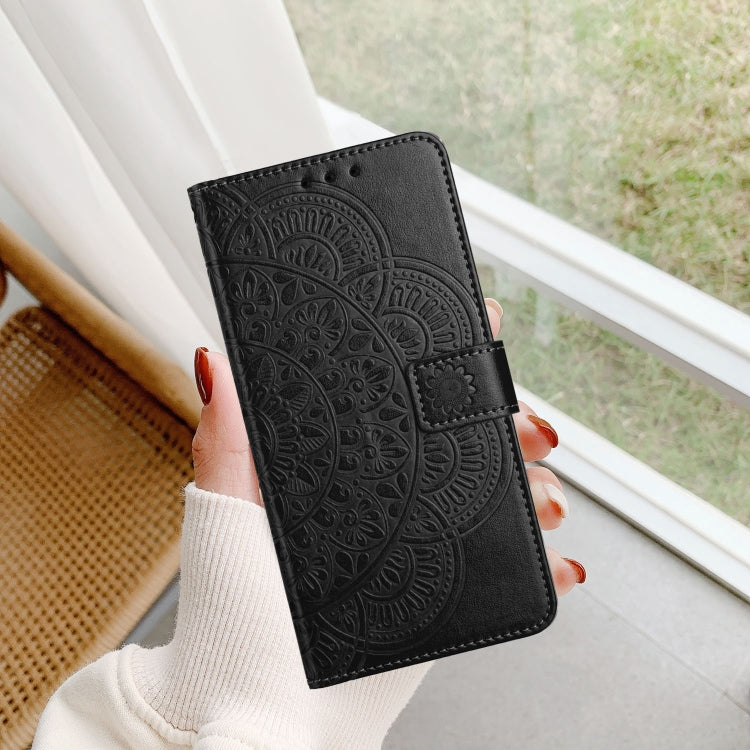 For Motorola Moto G Play 2024 Flower Embossed Leather Phone Case(Black) - Motorola Cases by PMC Jewellery | Online Shopping South Africa | PMC Jewellery | Buy Now Pay Later Mobicred