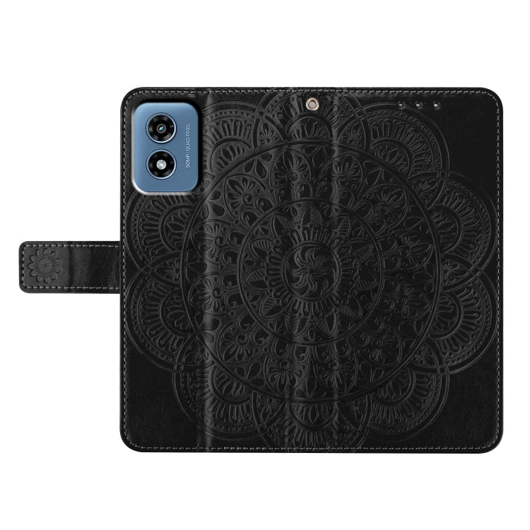 For Motorola Moto G Play 2024 Flower Embossed Leather Phone Case(Black) - Motorola Cases by PMC Jewellery | Online Shopping South Africa | PMC Jewellery | Buy Now Pay Later Mobicred