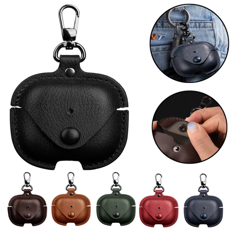For AirPods 4 Business Leather Earphone Protective Case with Hook(Light Brown) - For AirPods 4 by PMC Jewellery | Online Shopping South Africa | PMC Jewellery | Buy Now Pay Later Mobicred