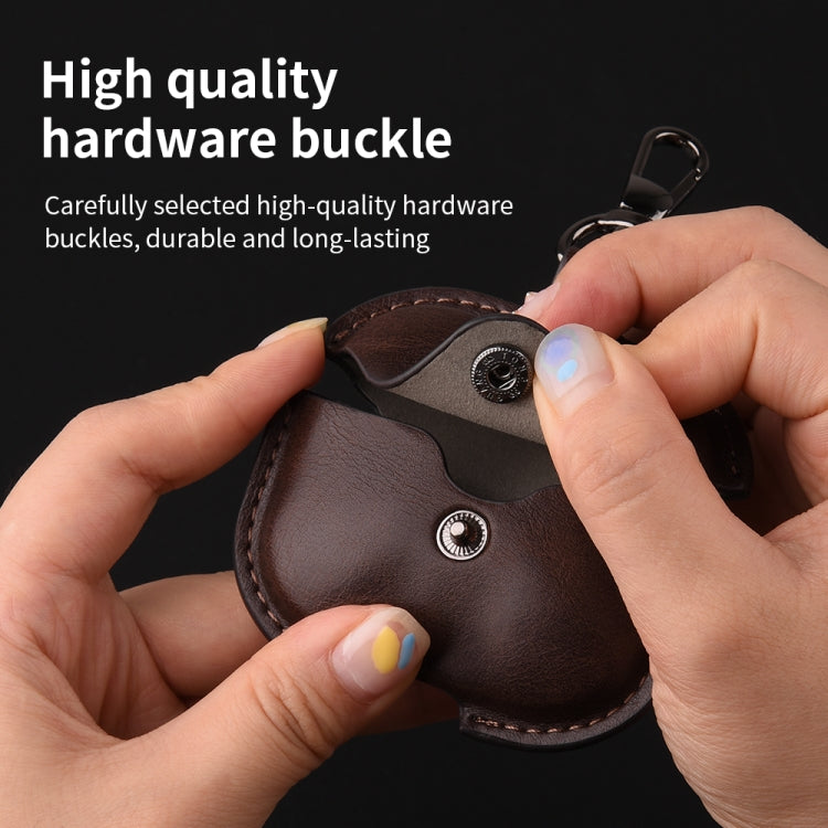 For AirPods 4 Business Leather Earphone Protective Case with Hook(Dark Brown) - For AirPods 4 by PMC Jewellery | Online Shopping South Africa | PMC Jewellery | Buy Now Pay Later Mobicred