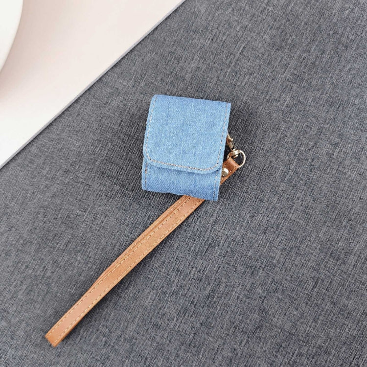 For AirPods 1 / 2 Cowboy Fabric Texture PU Headset Protective Bag(Light Blue) - free shipping - PMC Jewellery - Order now!