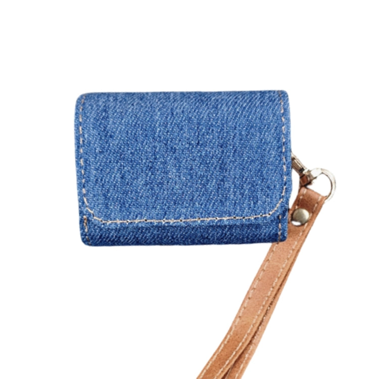 For AirPods Pro Cowboy Fabric Texture PU Headset Protective Bag(Blue) - For AirPods Pro by PMC Jewellery | Online Shopping South Africa | PMC Jewellery | Buy Now Pay Later Mobicred