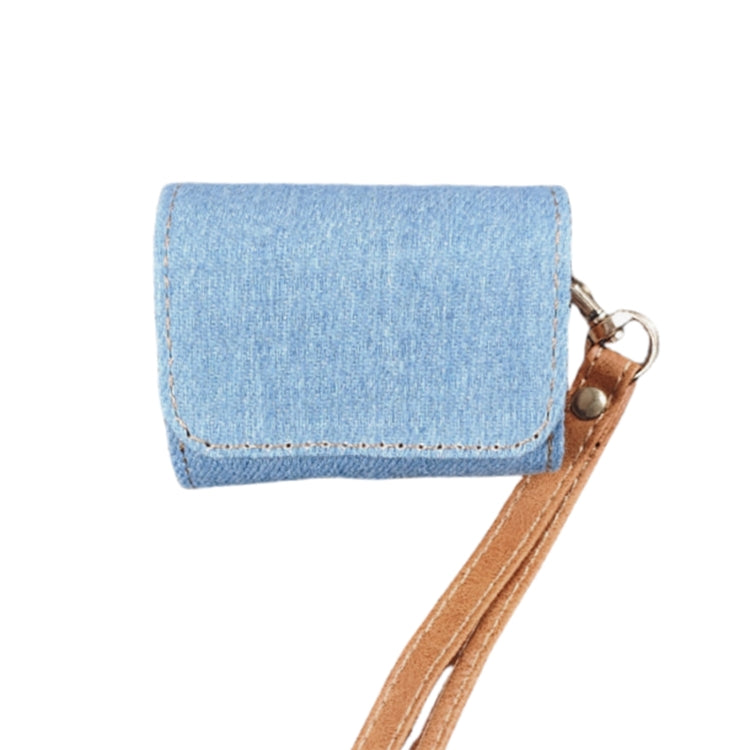 For AirPods Pro Cowboy Fabric Texture PU Headset Protective Bag(Light Blue) - For AirPods Pro by PMC Jewellery | Online Shopping South Africa | PMC Jewellery | Buy Now Pay Later Mobicred