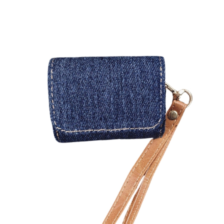 For AirPods Pro Cowboy Fabric Texture PU Headset Protective Bag(Dark Blue) - For AirPods Pro by PMC Jewellery | Online Shopping South Africa | PMC Jewellery | Buy Now Pay Later Mobicred