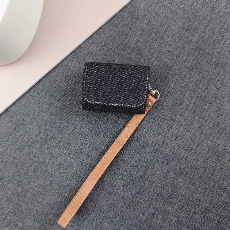 For AirPods Pro 2 Cowboy Fabric Texture PU Headset Protective Bag(Black) - For AirPods Pro 2 by PMC Jewellery | Online Shopping South Africa | PMC Jewellery | Buy Now Pay Later Mobicred