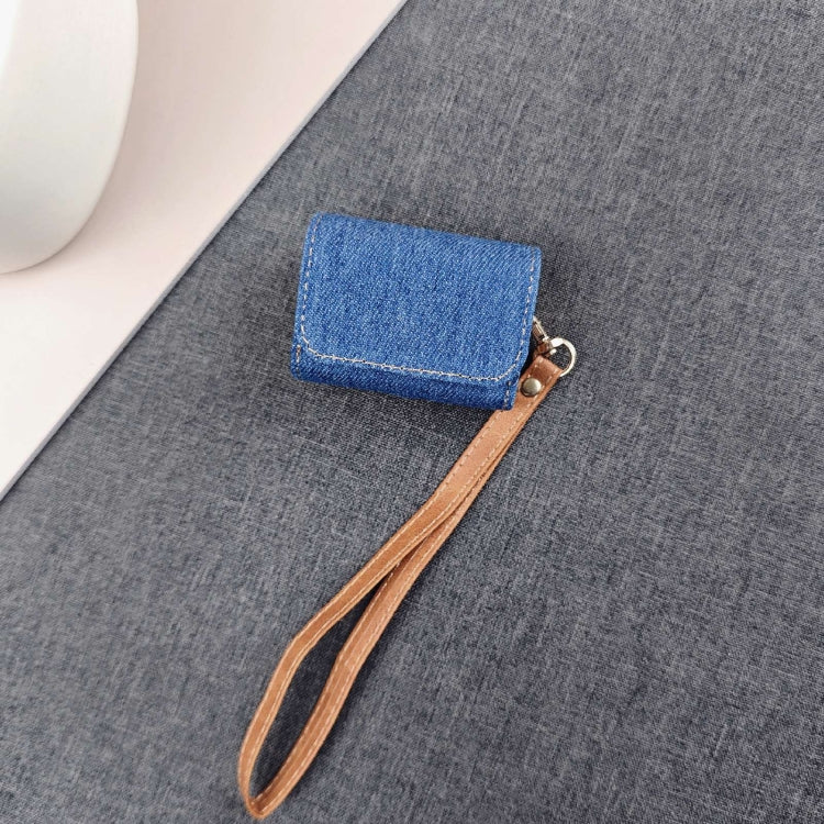 For AirPods Pro 2 Cowboy Fabric Texture PU Headset Protective Bag(Blue) - For AirPods Pro 2 by PMC Jewellery | Online Shopping South Africa | PMC Jewellery | Buy Now Pay Later Mobicred