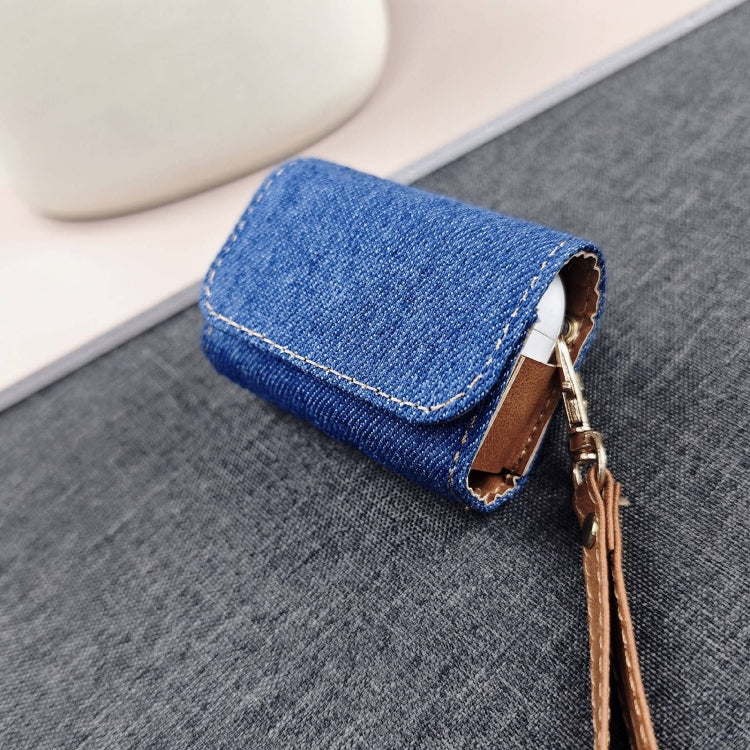For AirPods 3 Cowboy Fabric Texture PU Headset Protective Bag(Dark Blue) - free shipping - PMC Jewellery - Order now!