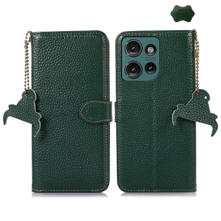For Motorola Edge 50 Genuine Leather Litchi Texture RFID Leather Phone Case(Green) - Motorola Cases by PMC TechLife | Online Shopping South Africa | PMC TechLife | Buy Now Pay Later Mobicred