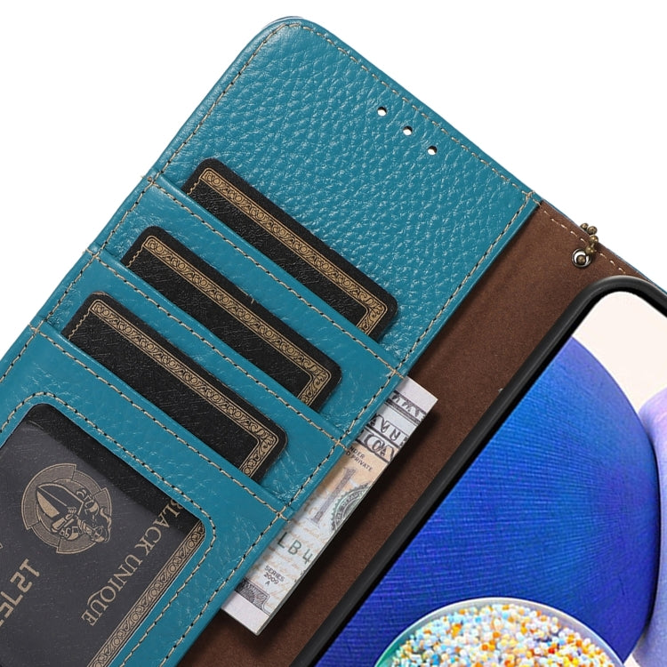 For Motorola Edge 50 Genuine Leather Litchi Texture RFID Leather Phone Case(Blue) - Motorola Cases by PMC TechLife | Online Shopping South Africa | PMC TechLife | Buy Now Pay Later Mobicred