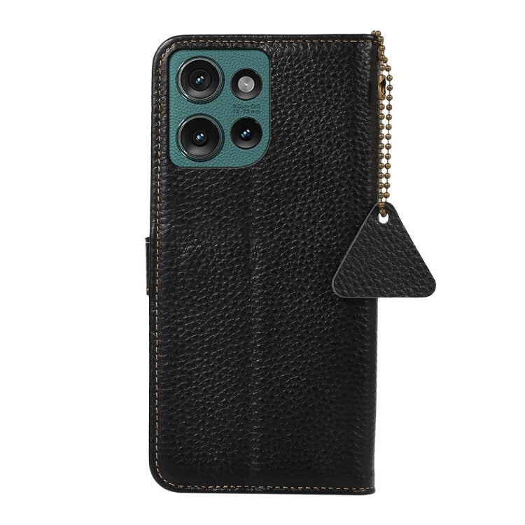For Motorola Edge 50 Genuine Leather Litchi Texture RFID Leather Phone Case(Black) - free shipping - PMC TechLife - Order now!