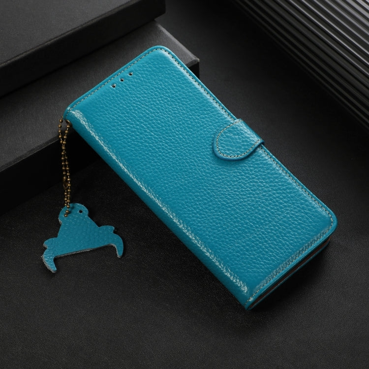 For Motorola Edge 50 Neo Genuine Leather Litchi Texture RFID Leather Phone Case(Blue) - Motorola Cases by PMC TechLife | Online Shopping South Africa | PMC TechLife | Buy Now Pay Later Mobicred