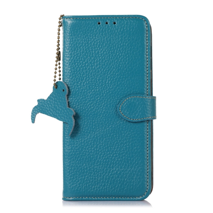 For Motorola Edge 50 Neo Genuine Leather Litchi Texture RFID Leather Phone Case(Blue) - Motorola Cases by PMC TechLife | Online Shopping South Africa | PMC TechLife | Buy Now Pay Later Mobicred