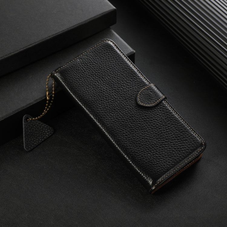For Motorola Moto G75 5G Genuine Leather Litchi Texture RFID Leather Phone Case(Black) - free shipping - PMC TechLife - Order now!
