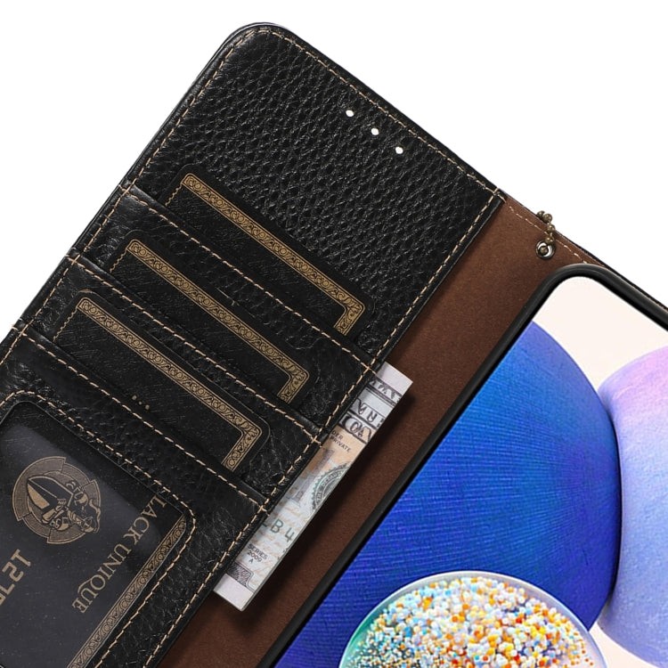 For Motorola Moto G75 5G Genuine Leather Litchi Texture RFID Leather Phone Case(Black) - free shipping - PMC TechLife - Order now!