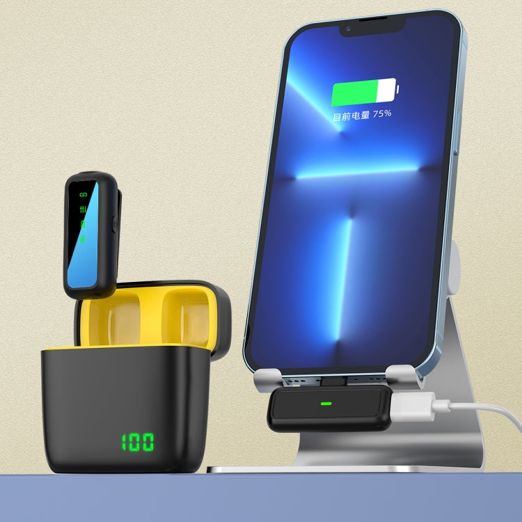 SX5 1 TX + 1 RX Lavalier Wireless Microphone with Digital Display Charging Box, Specification:Type-C(Yellow) - Microphone by PMC Jewellery | Online Shopping South Africa | PMC Jewellery | Buy Now Pay Later Mobicred