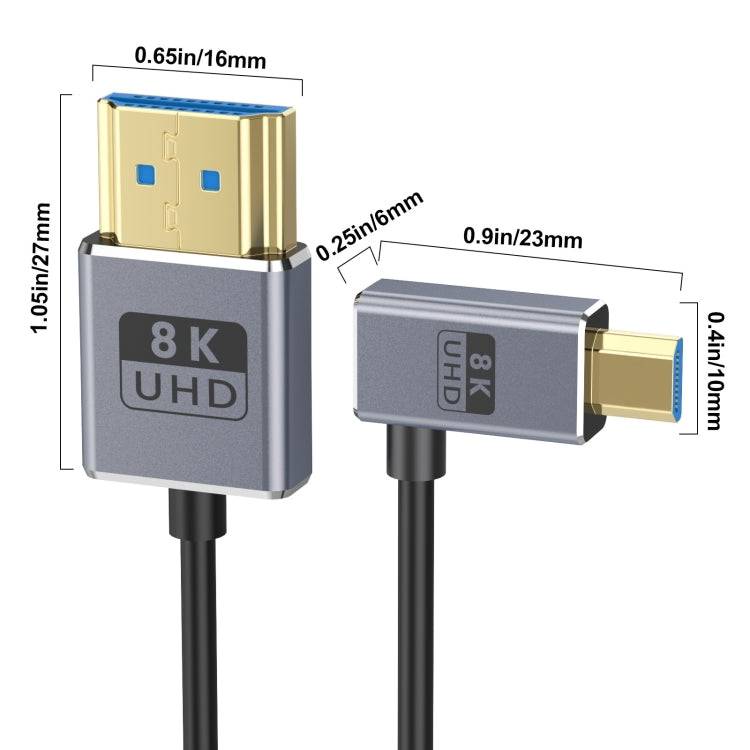 30cm Coaxial Micro HDMI to HDMI 8K UHD 48Gbps Video Connection Cable, Style:Left Elbow - Cable by PMC Jewellery | Online Shopping South Africa | PMC Jewellery | Buy Now Pay Later Mobicred