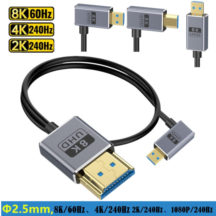 60cm Coaxial Micro HDMI to HDMI 8K UHD 48Gbps Video Connection Cable, Style:Right Elbow - Cable by PMC Jewellery | Online Shopping South Africa | PMC Jewellery | Buy Now Pay Later Mobicred