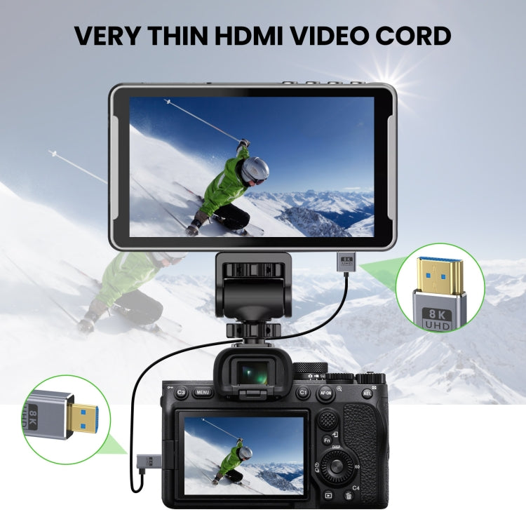 60cm Coaxial Micro HDMI to HDMI 8K UHD 48Gbps Video Connection Cable, Style:Right Elbow - Cable by PMC Jewellery | Online Shopping South Africa | PMC Jewellery | Buy Now Pay Later Mobicred