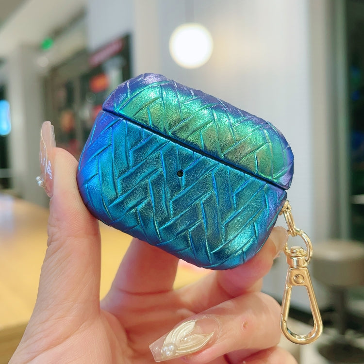 For AirPods Pro Colorful Weaving Texture Earbuds Box PC Case with Hook(Purple) - For AirPods Pro by PMC Jewellery | Online Shopping South Africa | PMC Jewellery | Buy Now Pay Later Mobicred