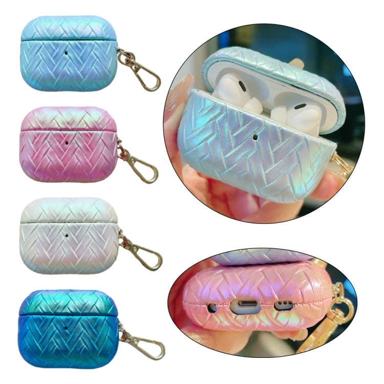 For AirPods 3 Colorful Weaving Texture Earbuds Box PC Case with Hook(White) - For AirPods 3 by PMC Jewellery | Online Shopping South Africa | PMC Jewellery | Buy Now Pay Later Mobicred