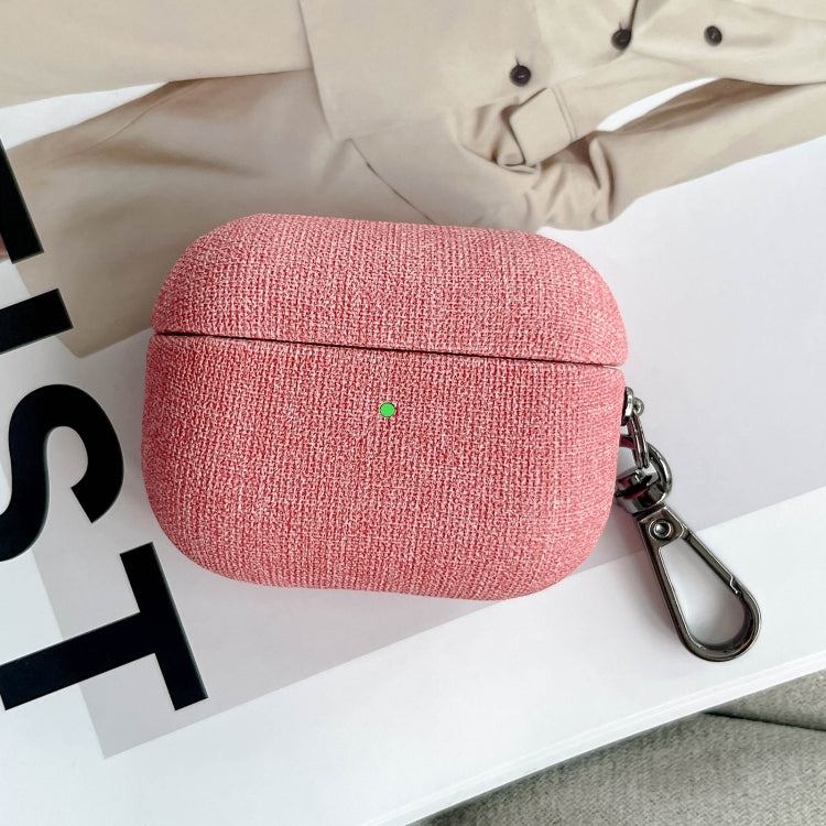 For AirPods Pro 2 Fine Cloth Texture Earbuds Box PC Case with Hook(Pink) - free shipping - PMC Jewellery - Order now!