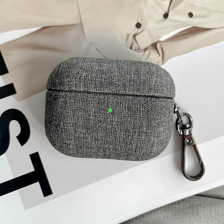 For AirPods 3 Fine Cloth Texture Earbuds Box PC Case with Hook(Grey) - For AirPods 3 by PMC Jewellery | Online Shopping South Africa | PMC Jewellery | Buy Now Pay Later Mobicred