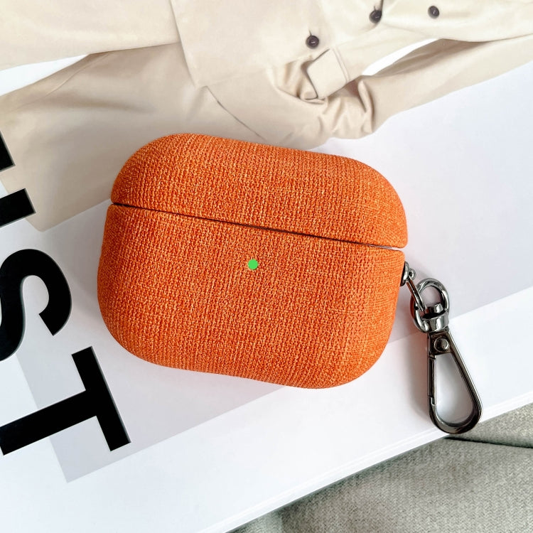 For AirPods Pro Fine Cloth Texture Earbuds Box PC Case with Hook(Orange) - For AirPods Pro by PMC Jewellery | Online Shopping South Africa | PMC Jewellery | Buy Now Pay Later Mobicred