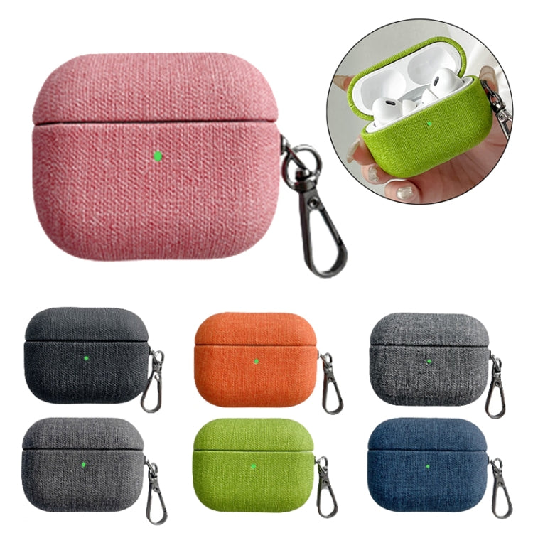 For AirPods 4 Fine Cloth Texture Earbuds Box PC Case with Hook(Orange) - For AirPods 4 by PMC Jewellery | Online Shopping South Africa | PMC Jewellery | Buy Now Pay Later Mobicred