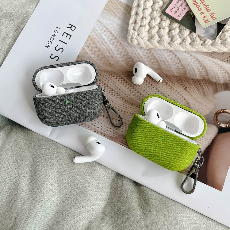 For AirPods 4 Fine Cloth Texture Earbuds Box PC Case with Hook(Grey) - For AirPods 4 by PMC Jewellery | Online Shopping South Africa | PMC Jewellery | Buy Now Pay Later Mobicred
