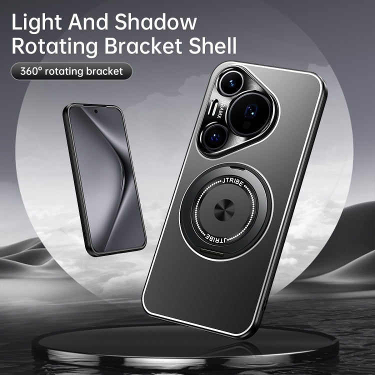 For Huawei Pura 70 Pro Rotating Holder Frosted Metal Phone Case(Black) - Huawei Cases by PMC Jewellery | Online Shopping South Africa | PMC Jewellery | Buy Now Pay Later Mobicred