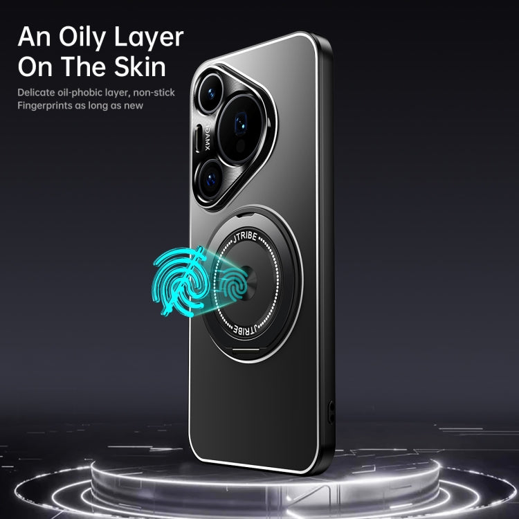 For Huawei Pura 70 Ultra Rotating Holder Frosted Metal Phone Case(Black) - Huawei Cases by PMC Jewellery | Online Shopping South Africa | PMC Jewellery | Buy Now Pay Later Mobicred
